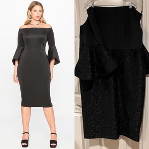 Eloquii black off the shoulder dress with flair sleeves- size 22